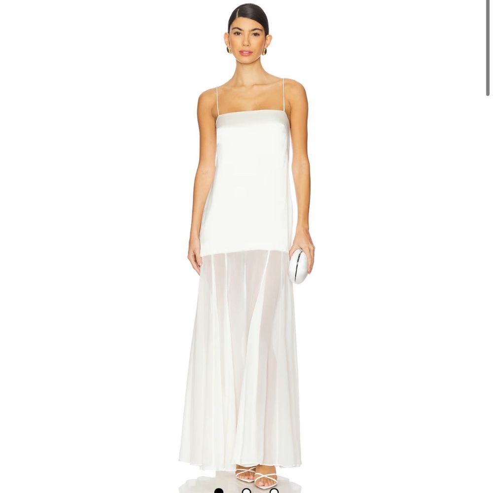 Shona Joy Moraya Dropped Waist Maxi Dress in Ivory white